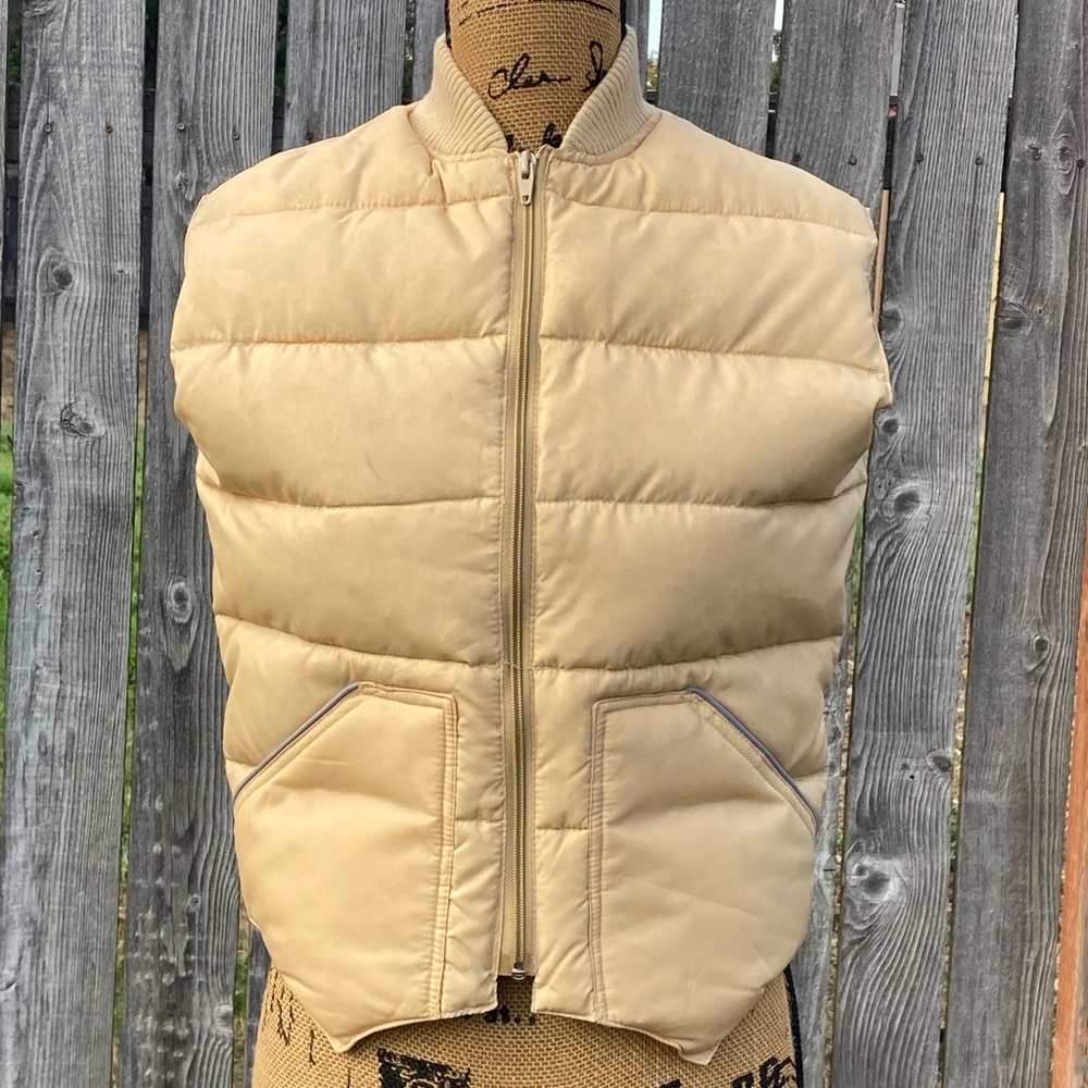 Vintage Ms. Pioneer Tan Gray Down Puffer Zip Western Vest Women’s S
